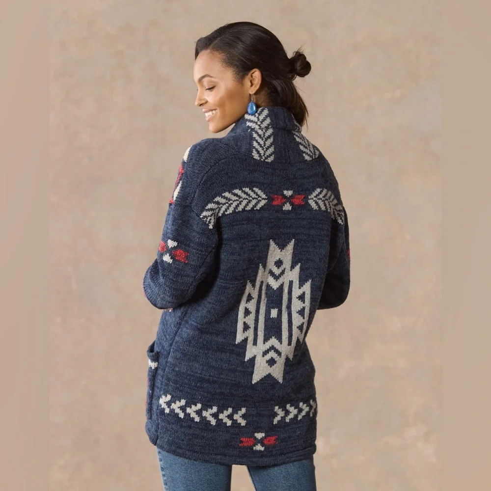 🌺SUNDANCE KATIA HERITAGE CARDIGAN IN INDIGO L - Picture 4 of 12